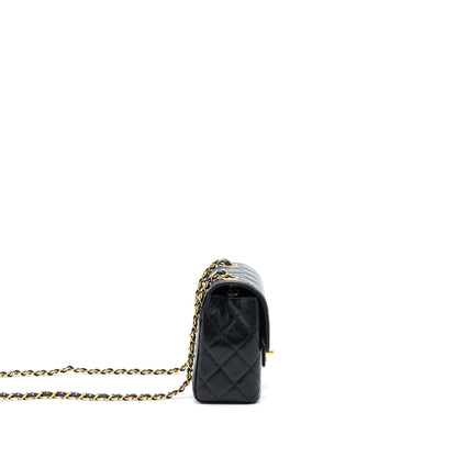 Chanel 22K Retro Classic New Mini Square Flap Bag Goatskin Black (Microchip)