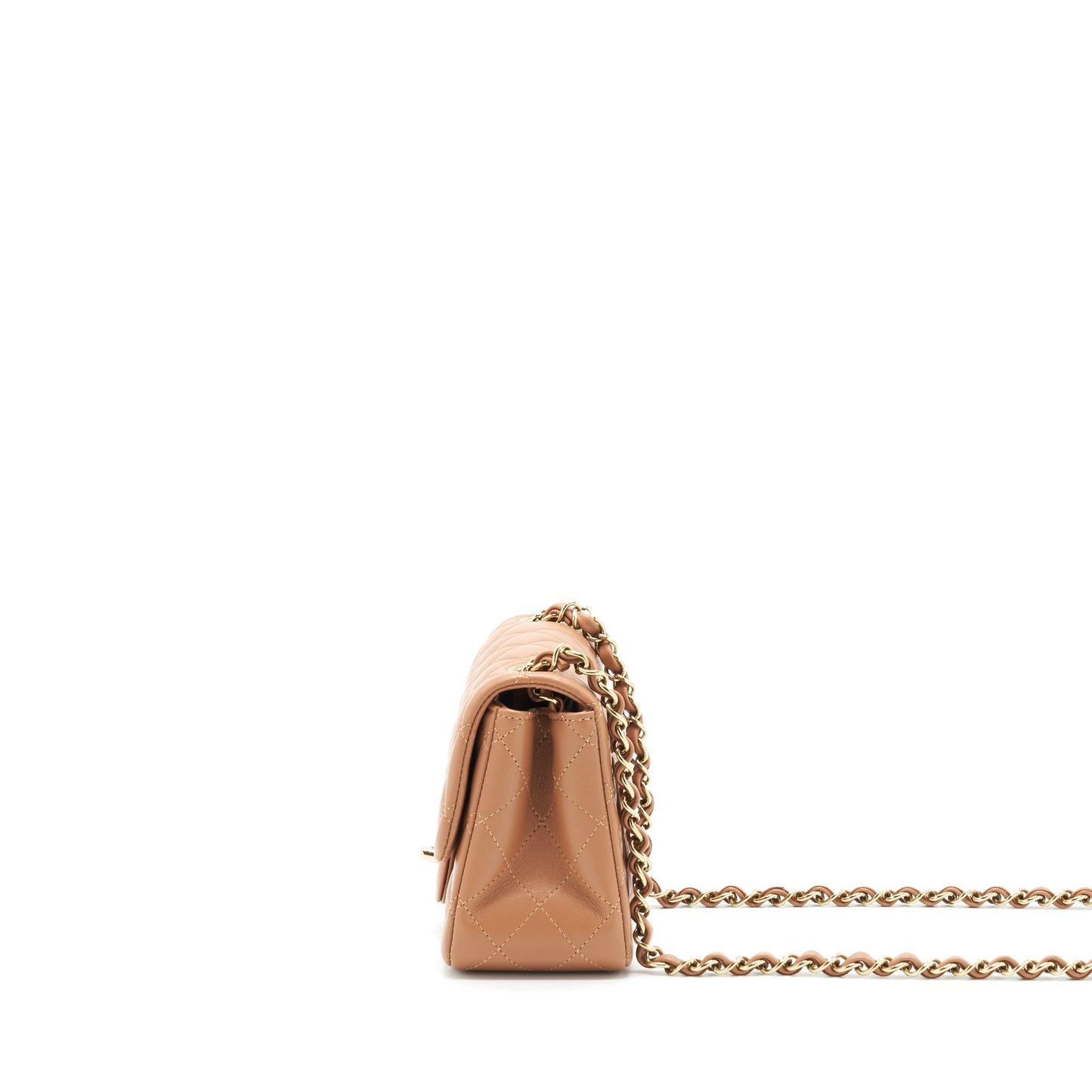 Chanel 22S Mini Square Flap Bag Lambskin Caramel L