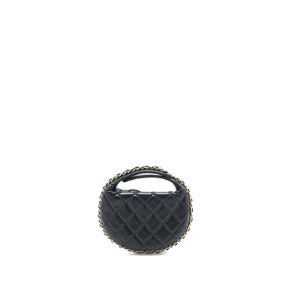 Chanel 23C Round Clutch Lambskin Black L (Microchip)