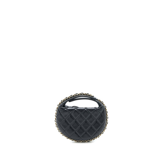 Chanel 23C Round Clutch Lambskin Black L (Microchip)