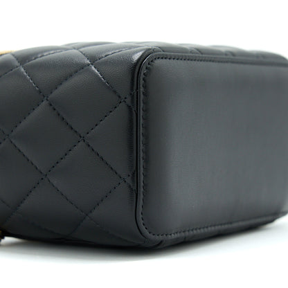 Chanel 22A Pearl Crush Long Vanity With Chain Lambskin Black