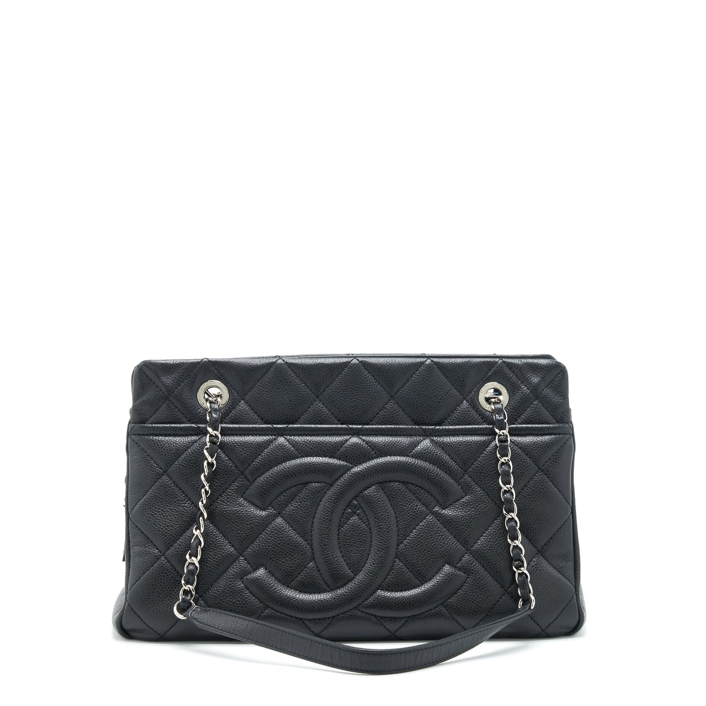 Chanel CC Logo Tote Bag Caviar Black