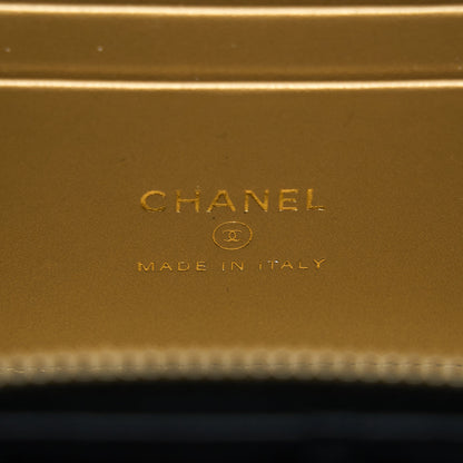 Chanel 22A Pearl Crush Long Vanity With Chain Lambskin Black
