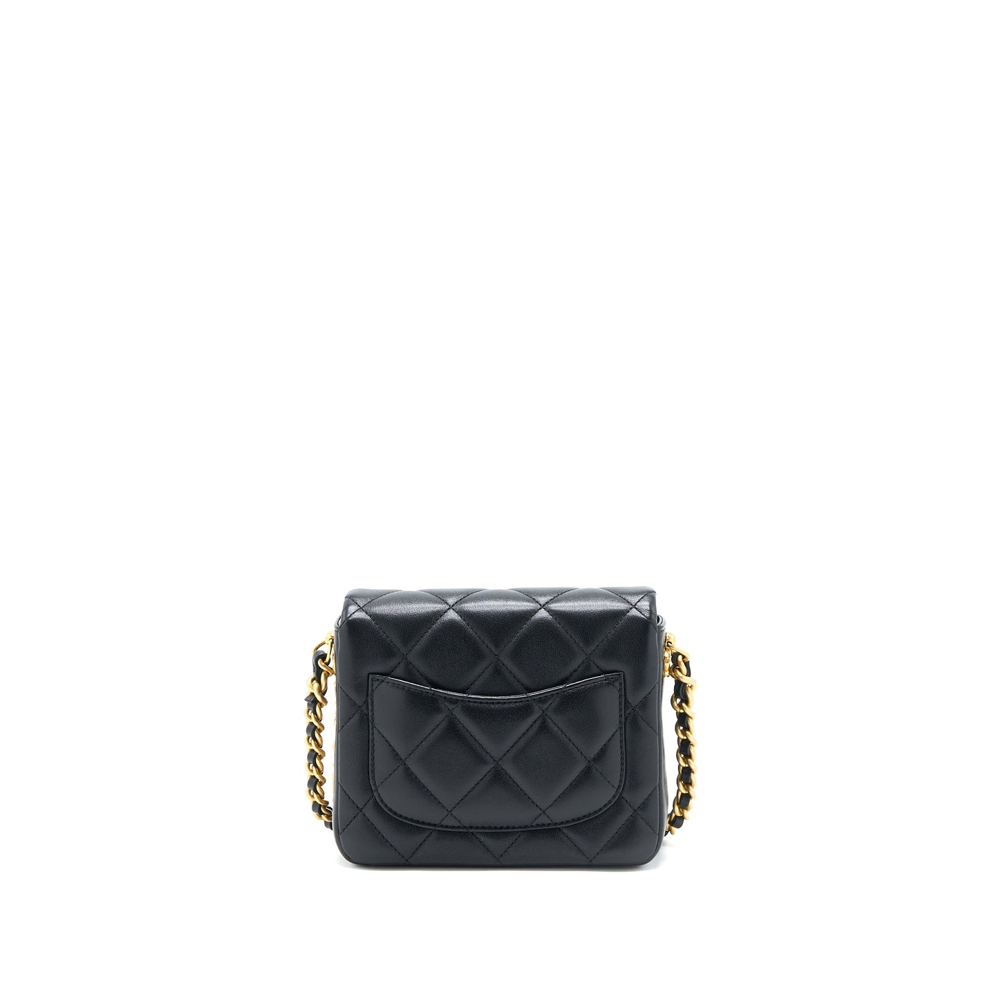 Chanel 21B Seasonal Quilted Square Flap Bag Lambskin Black Brushed  (Microchip)