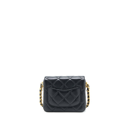 Chanel 21B Seasonal Quilted Square Flap Bag Lambskin Black Brushed  (Microchip)