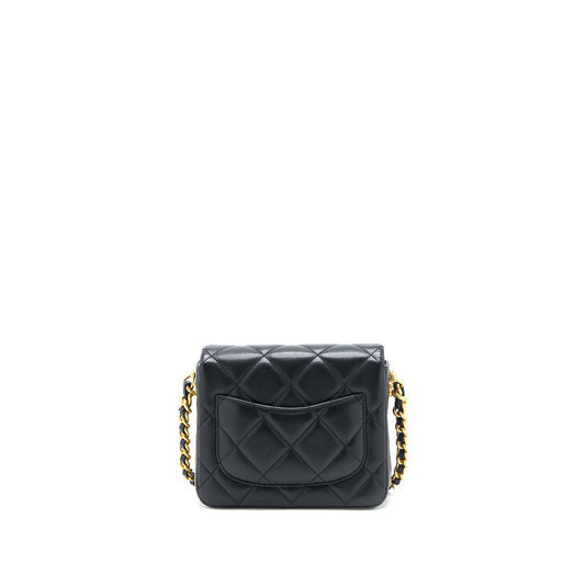 Chanel 21B Seasonal Quilted Square Flap Bag Lambskin Black Brushed  (Microchip)