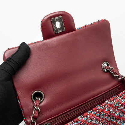 Chanel Mini Rectangular Flap Bag Tweed Multicolour Ruthenium Hardware(Microchip)