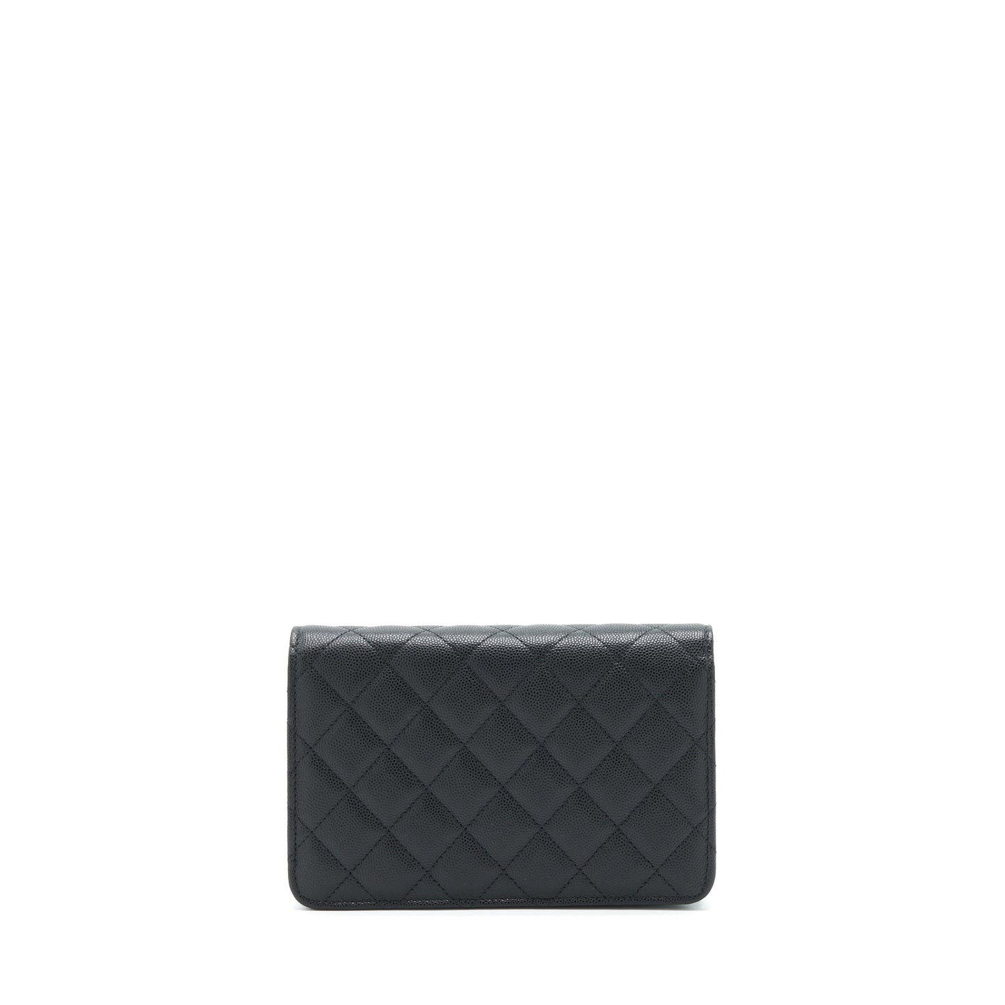 Chanel 22S Detailed Logo Wallet On Chain Caviar Black L