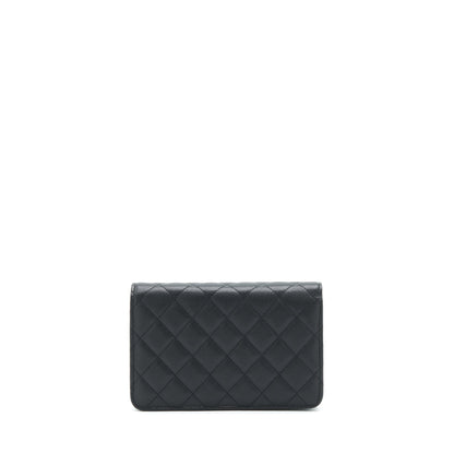 Chanel 22S Detailed Logo Wallet On Chain Caviar Black L