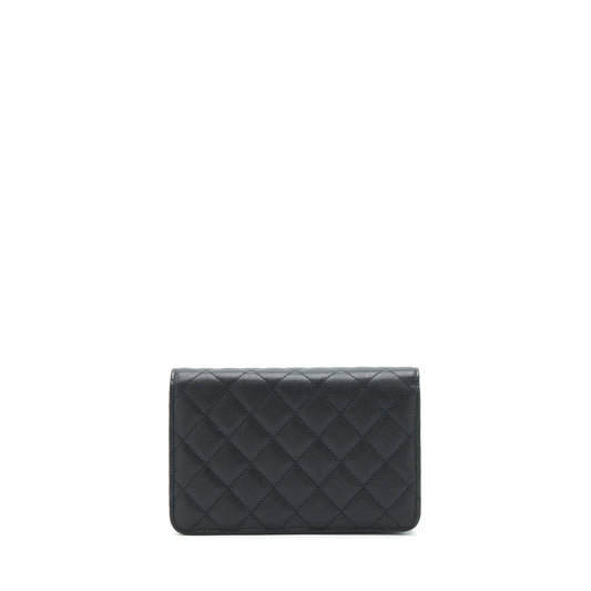 Chanel 22S Detailed Logo Wallet On Chain Caviar Black L