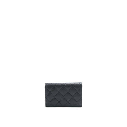 Chanel 23P Detailed Logo Flap Card Holder Caviar Black L (Microchip)
