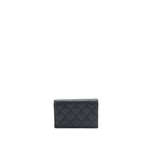 Chanel 23P Detail CC Logo Flap Card Holder Caviar Black L (Microchip)