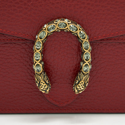 Gucci Dionysus Leather Super Mini Bag In Red