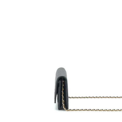 Chanel 22S Detailed Logo Wallet On Chain Caviar Black L
