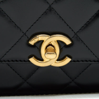 Chanel 21A Gold Crush Mini Flap Bag Calfskin Black