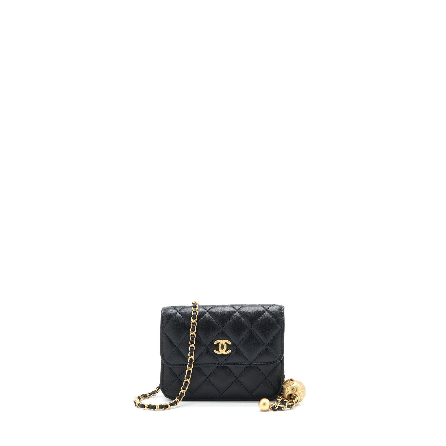Chanel Pearl Crush Mini Flap Belt Bag Lambskin Black