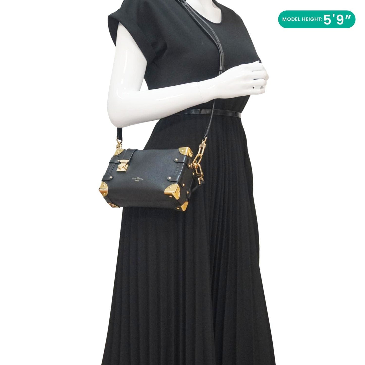 LOUIS VUITTON Side Trunk Leather Tote Bag Black