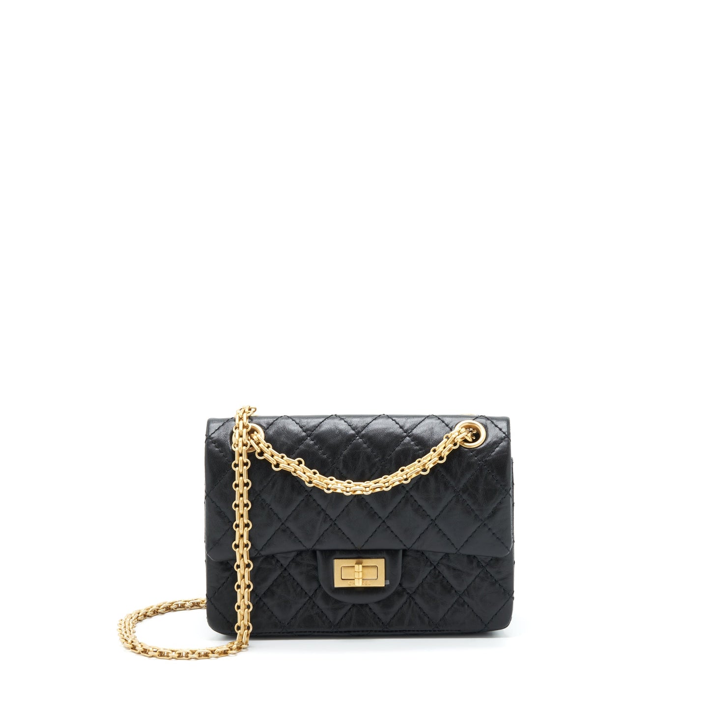 Chanel Mini 2.55 Reissue Flap Bag Aged Calfskin Black Brushed