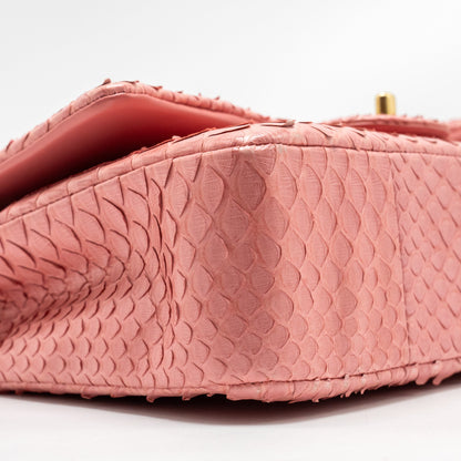 Chanel Medium Flap Bag with Detailed Charms Python Pink