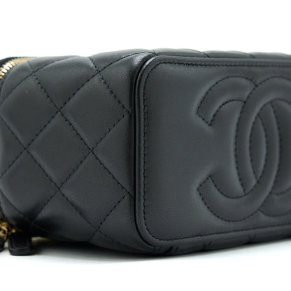 Chanel Pearl Crush Long Vanity With Chain Lambskin Black