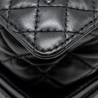 Chanel Multi Chain Boy Bag Calfskin/Tweed Black