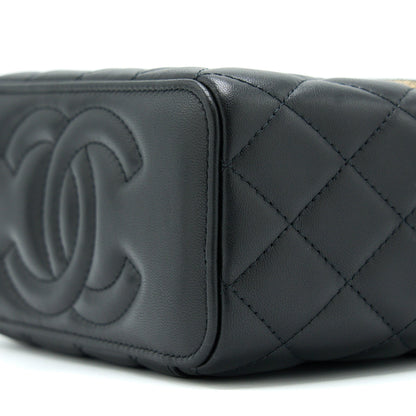 Chanel Pearl Crush Long Vanity With Chain Lambskin Black