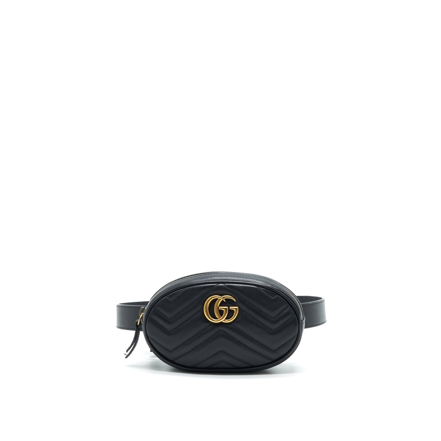 GUCCI GG MARMONT MATELASSE LEATHER BELT BAG BLACK SIZE 75