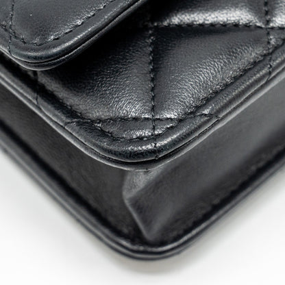 CHANEL 23A Lion Charms Wallet On Chain Lambskin Black  (microchip)