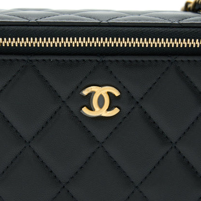 Chanel Pearl Crush Long Vanity With Chain Lambskin Black