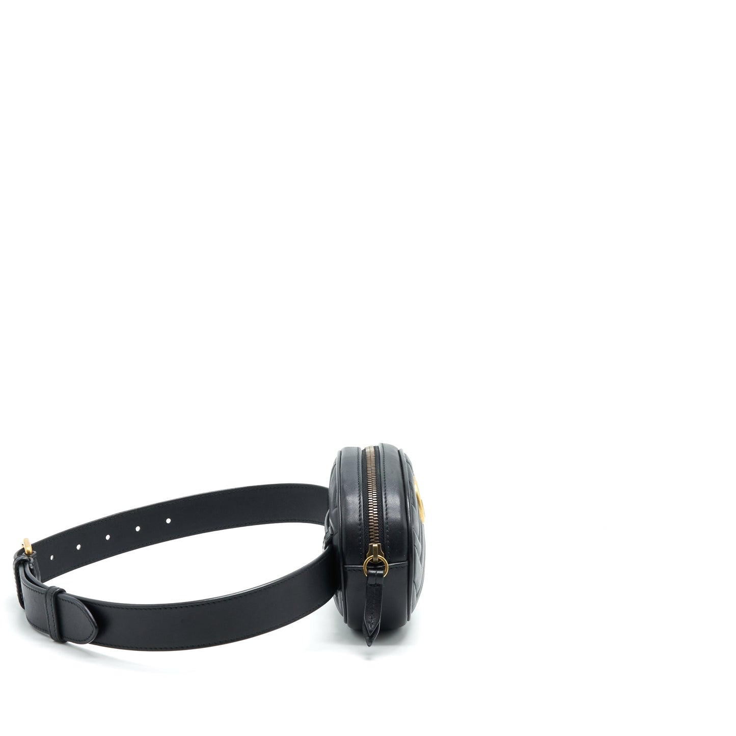 GUCCI GG MARMONT MATELASSE LEATHER BELT BAG BLACK SIZE 75