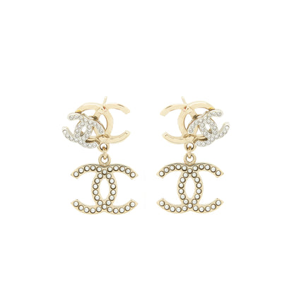 Chanel Logos Earrings With Pearls And Crystal L