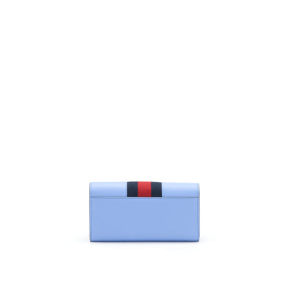 Gucci Sylvie Leather Continental Long Wallet In Blue