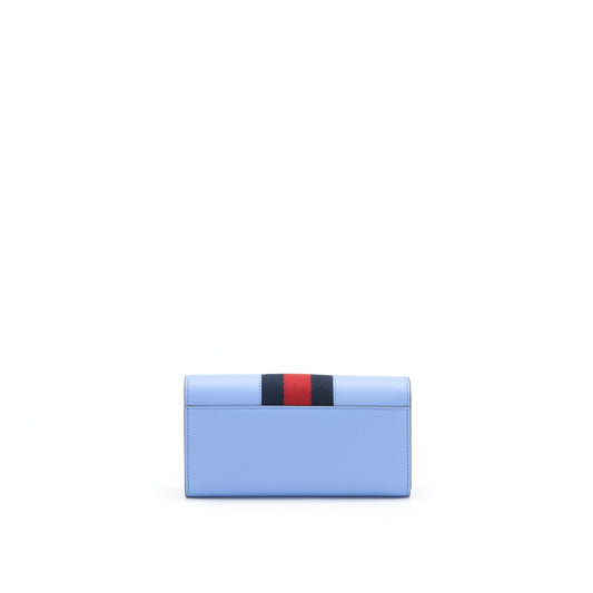 Gucci Sylvie Leather Continental Long Wallet In Blue