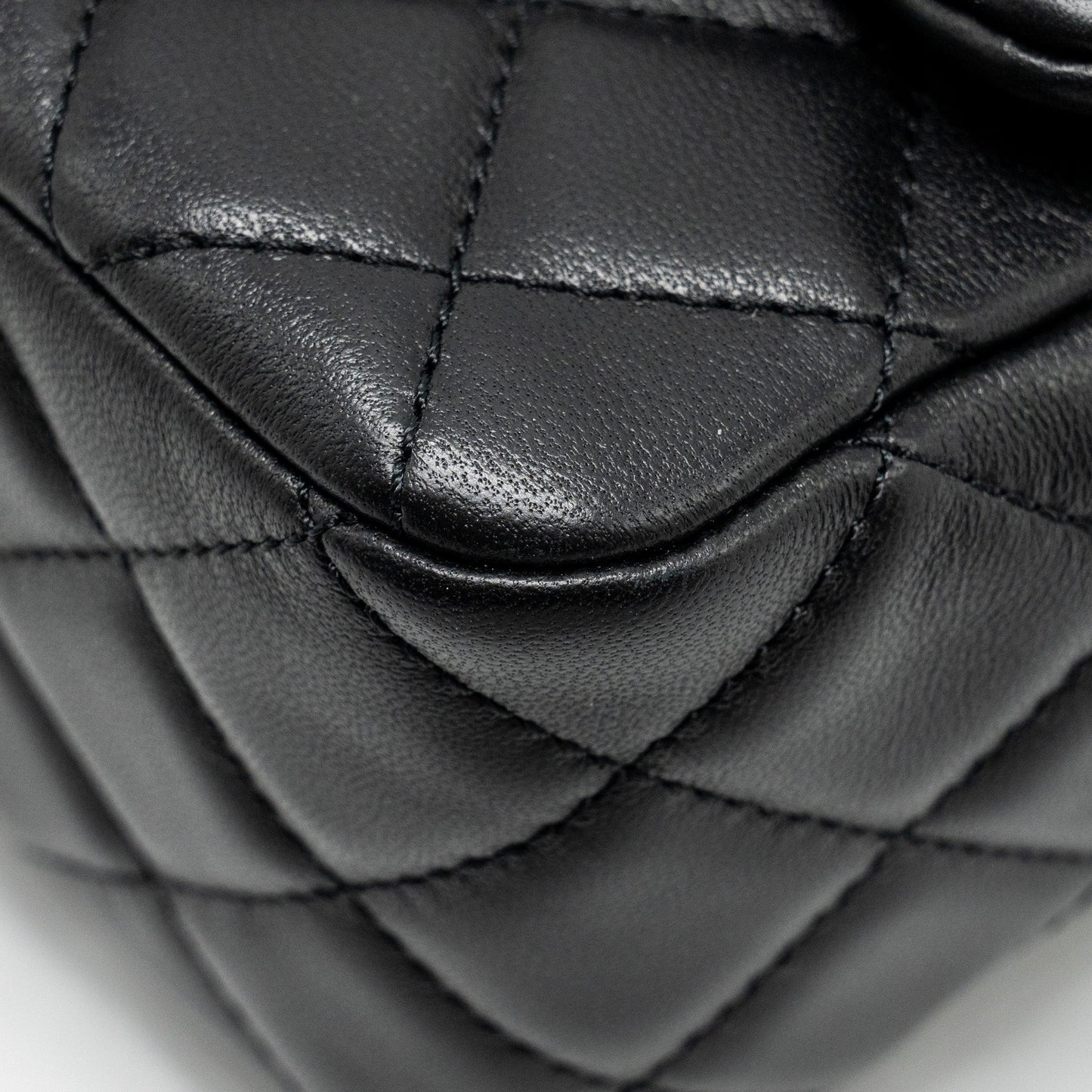 Chanel Pearl Crush Mini Square  Flap Bag Lambskin Black  (microchip)
