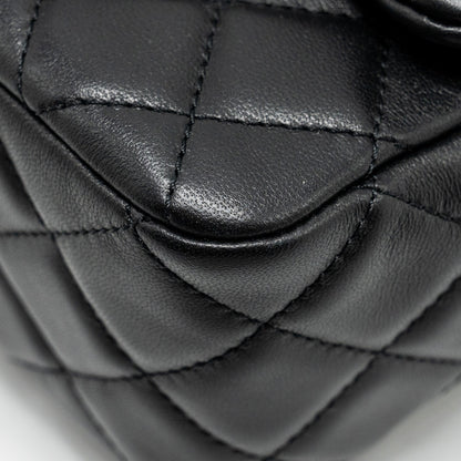 Chanel Pearl Crush Mini Square  Flap Bag Lambskin Black  (microchip)