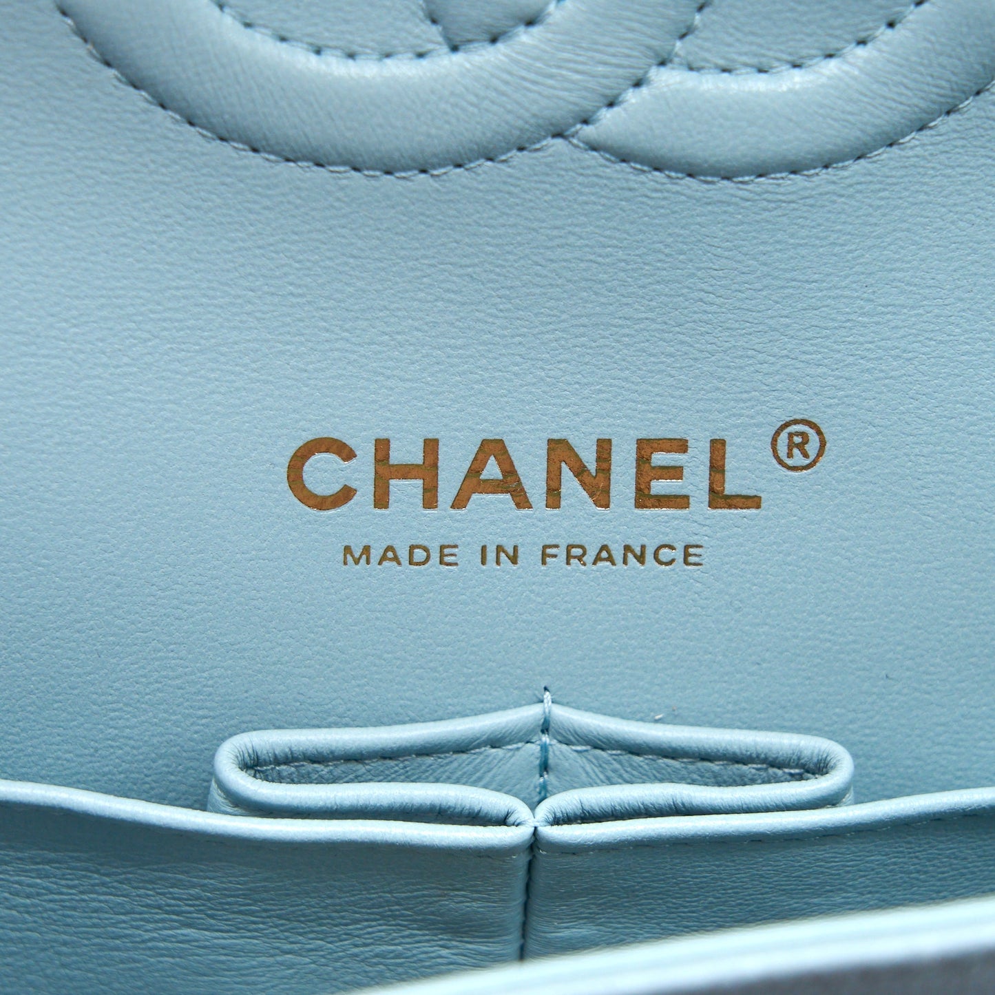 Chanel Medium Classic Double Flap Bag Caviar Light Blue L (Microchip)