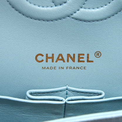 Chanel Medium Classic Double Flap Bag Caviar Light Blue L (Microchip)