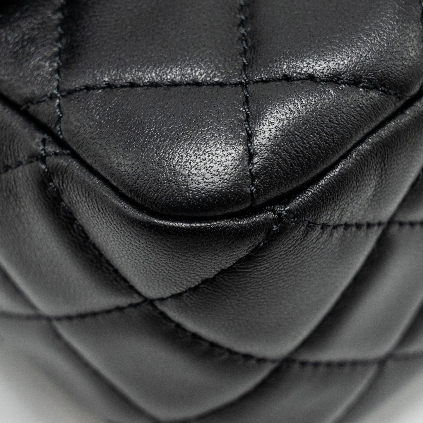 Chanel Pearl Crush Mini Square  Flap Bag Lambskin Black  (microchip)