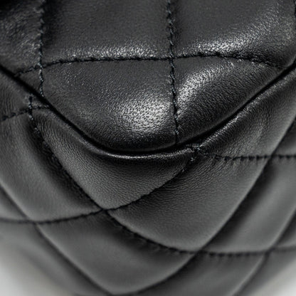 Chanel Pearl Crush Mini Square  Flap Bag Lambskin Black  (microchip)