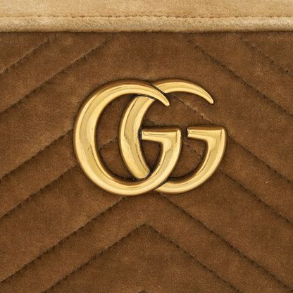 Gucci GG Marmont Camera Bag Velvet Gold Tan