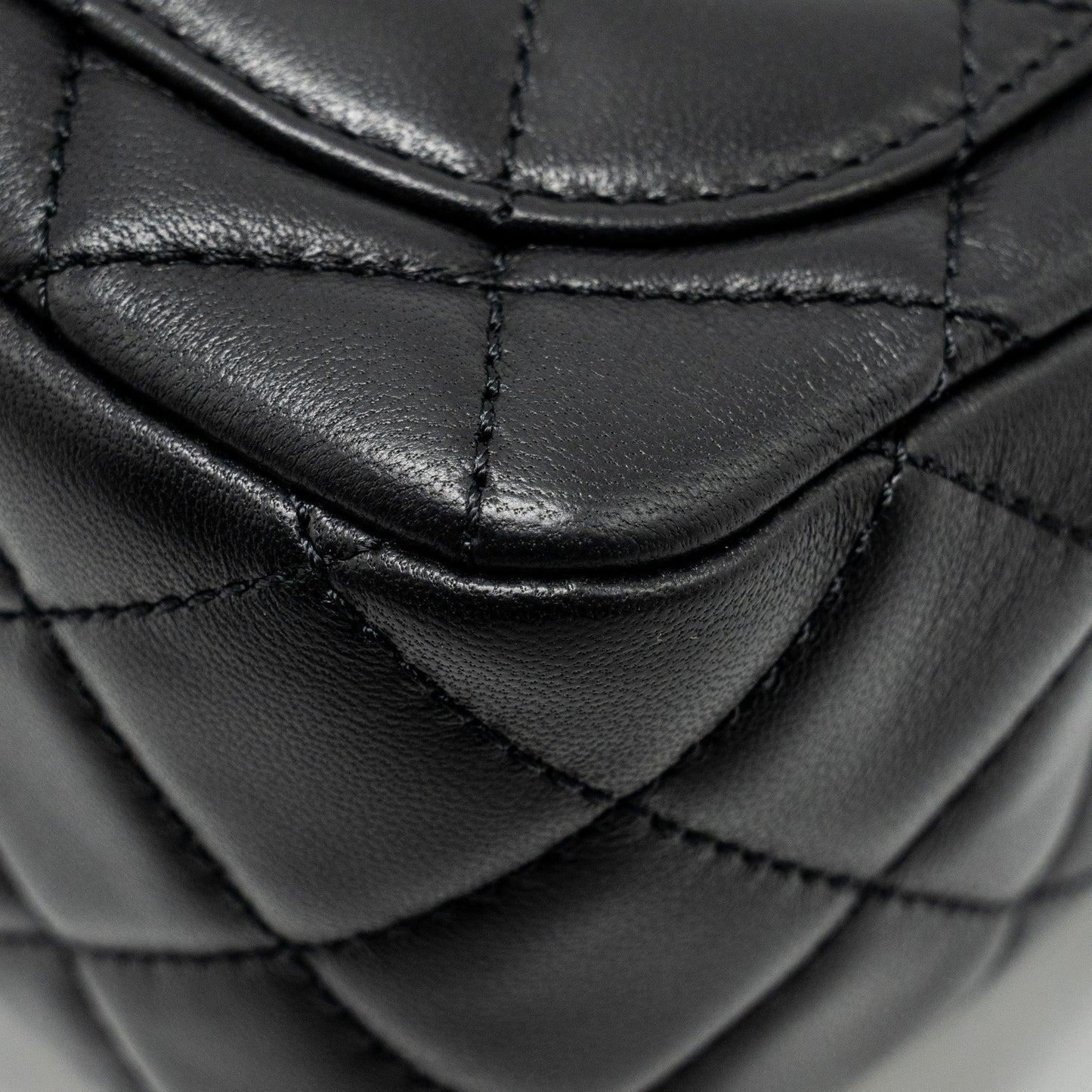 Chanel Pearl Crush Mini Square  Flap Bag Lambskin Black  (microchip)