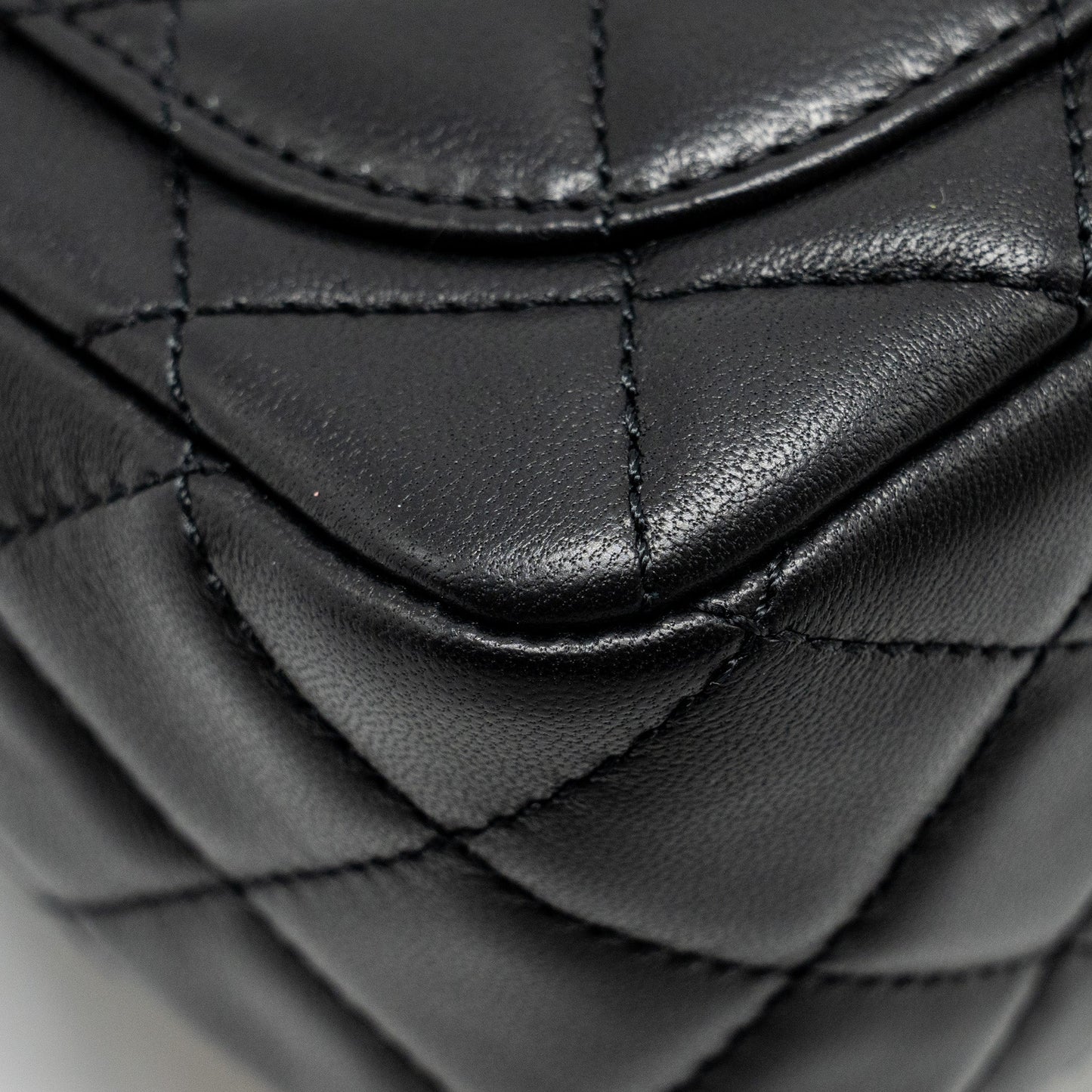 Chanel Pearl Crush Mini Square  Flap Bag Lambskin Black  (microchip)