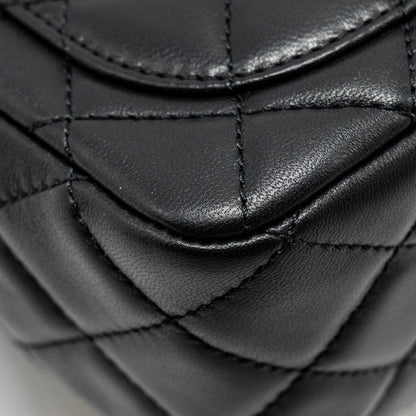 Chanel Pearl Crush Mini Square  Flap Bag Lambskin Black  (microchip)