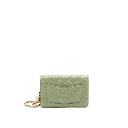 Chanel 21B Green  Pearl Crush Wallet On Chain