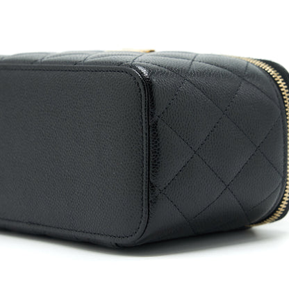 Chanel 22S Letter Top Handle Long Vanity Caviar Black