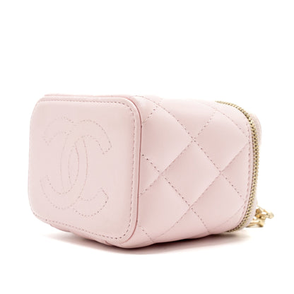 Chanel mini vanity with giant chain lambskin light pink L
