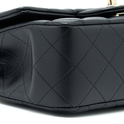 Chanel Top Handle Mini Rectangular Flap Bag Lambskin Black L (Microchip)