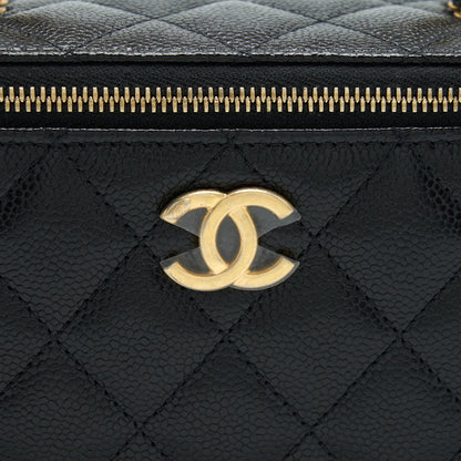 Chanel 22S Letter Top Handle Long Vanity Caviar Black