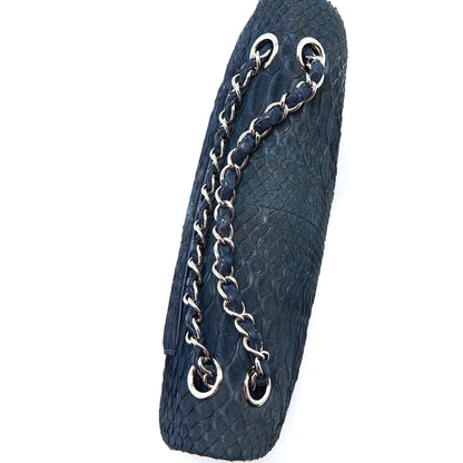 Chanel Medium Classic Double Flap Bag Python Dark Blue