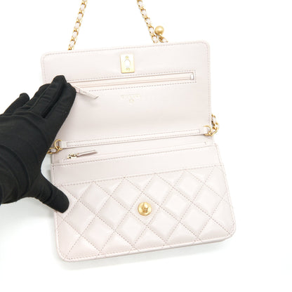 Chanel 21B Light Purple Pearl Crush Wallet on Chain